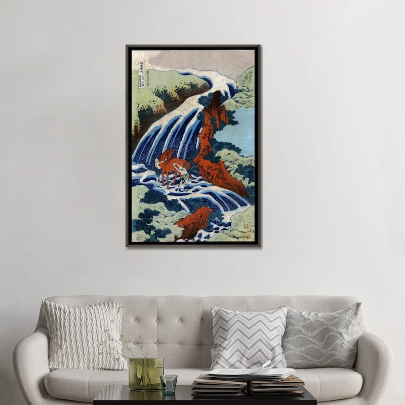 iCanvas "Washu Yoshino Yoshitsune uma arai no taki" by Katsushika